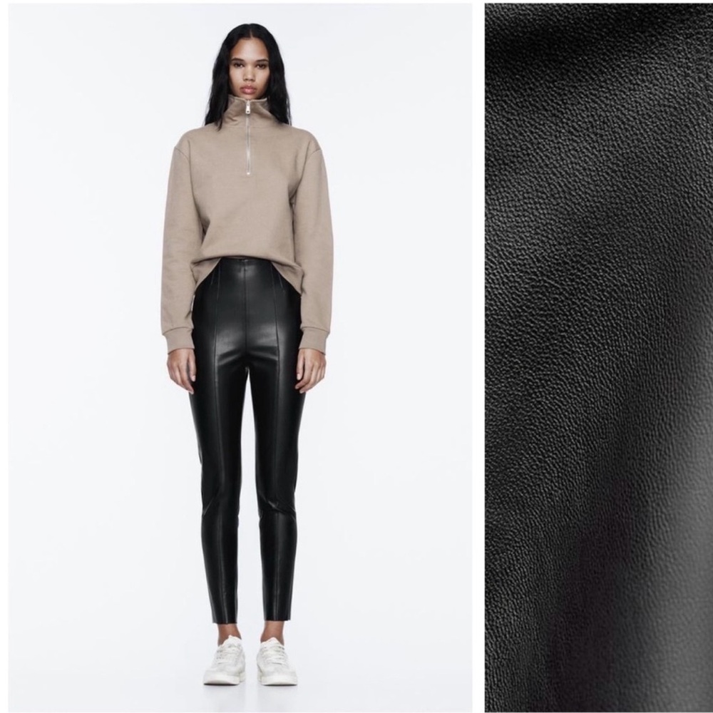 Zara | High Rise Faux Leather Legging Pants Black | NWT | Size L